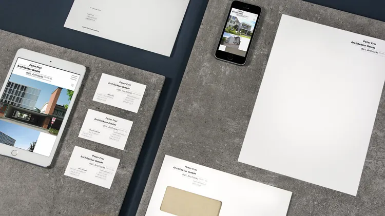 peter frei architektur corporate design typografie struktur material webdesign ui ux briefschaft visitenkarte