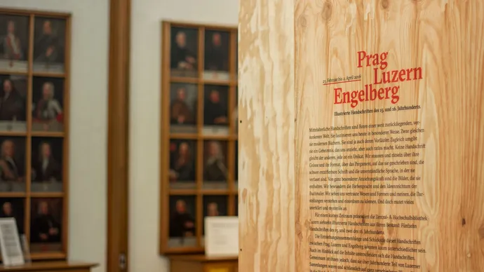 signaletik zhb zentral und hochschul bibliothek luzern sonderausstellung buchmalerei 2033