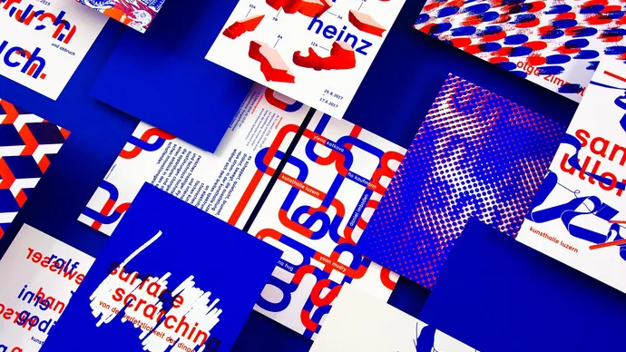 Equipe visuelle luzern emmenbruecke agentur grafik design kunsthalle luzern kunst corporate design blau rot flyer