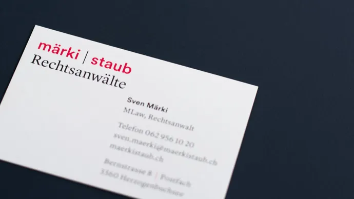 Equipe visuelle luzern emmenbruecke agentur grafik design maerki staub rechtsanwaelte herzogenbuchsee corporate design logo visitenkarte
