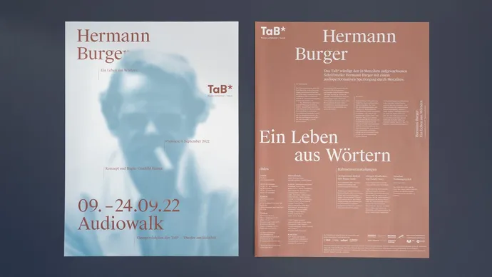 Equipe visuelle luzern emmenbruecke agentur grafik tab theater am bahnhof menziken eigeninszenierung hermann burger audiowalk schilten faltplakat poster 2
