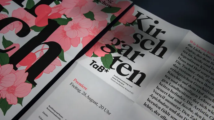 Equipe visuelle luzern emmenbruecke agentur grafik tab theater am bahnhof menziken eigeninszenierung kirschgarten faltplakat poster 002